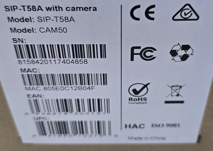 Yealink SIP-T58A Smart IP Phone w/ CAM50 Camera Touchscreen (New Opened)