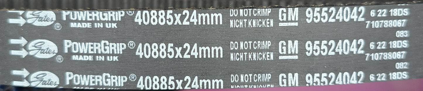 Opel 95524042 PowerGrip Timing Belt 40885x24mm Gates 6PK962 (NEW In Box)