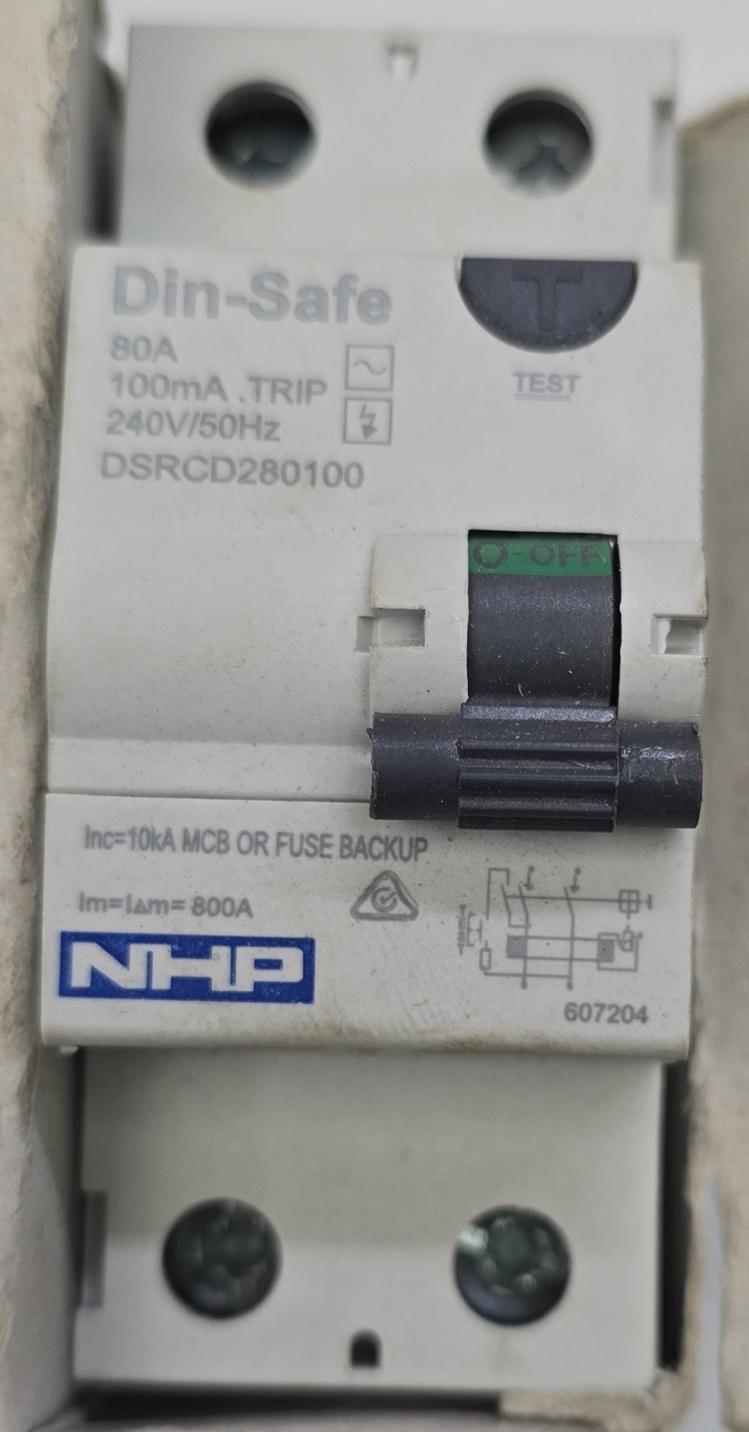 NHP-Terasaki DSRCD280100 Din-Safe RCCB 2 Pole 80A 100mA Type AC (Spares Stock)