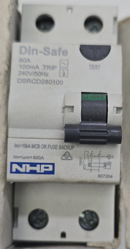 NHP-Terasaki DSRCD280100 Din-Safe RCCB 2 Pole 80A 100mA Type AC (Spares Stock)
