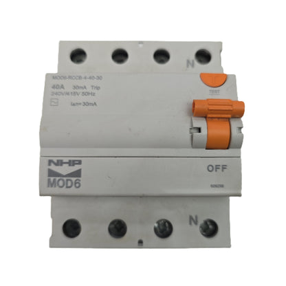 NHP-Terasaki MOD6-RCCB-4-40-30 RCCB 4-Pole 40A 30mA Type AC (Spares Stock)