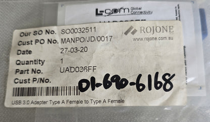 Rojone UAD036FF L-com USB 3.0 Type A Female to Female Adapter (NEW Sealed)