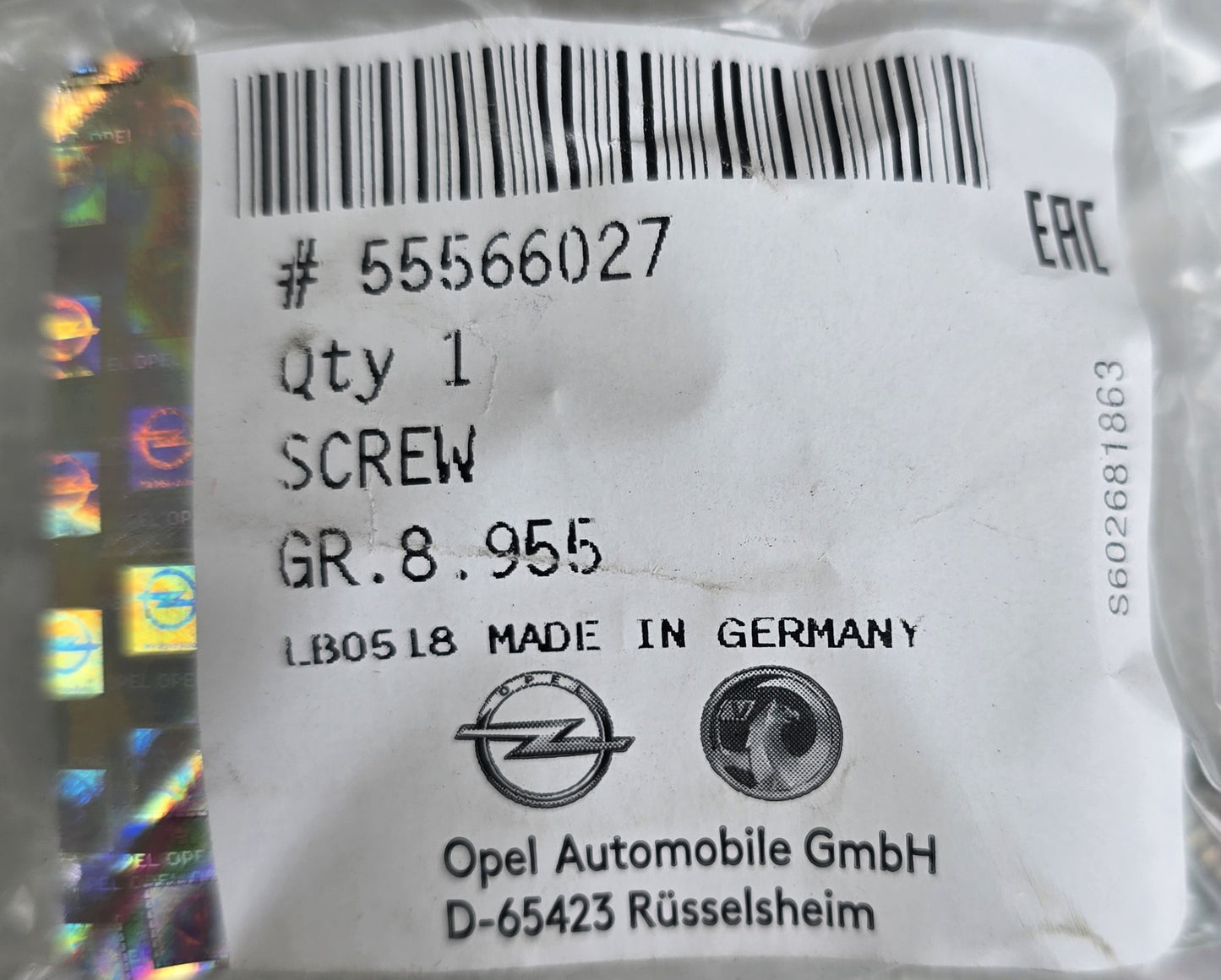 Opel-Vauxhall 55566027 Screw Genuine GM Made in Germany (NEW Sealed)