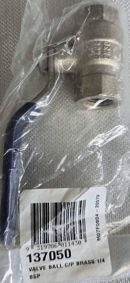 SeaStar 137050 Brass Ball Valve 1/4" BSP Female Lever Handle C/P (NEW)