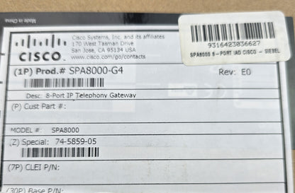 Cisco SPA8000-G4 8-Port IP Telephony Gateway VoIP Adapter (NEW Sealed)