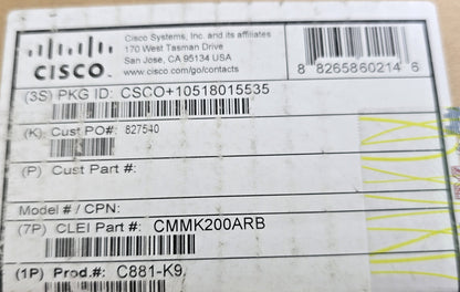 Cisco C881-K9 Series Integrated Services Router ISR 8xFE (NEW In Box)