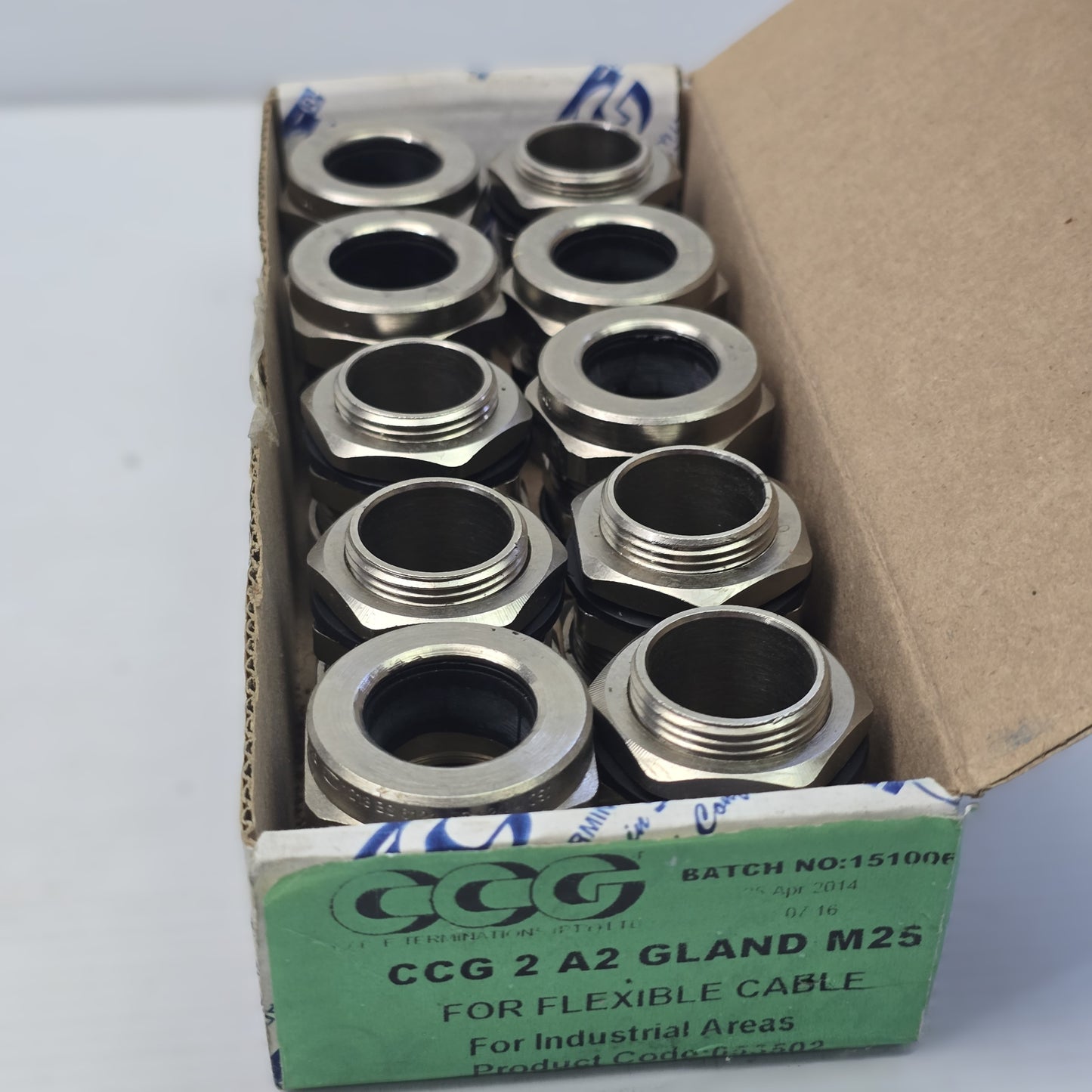 CCG 053502 CCG 2 A2 M25 x 1.5 Brass Nickel Cable Gland IP66/68 [10 Pack] (NEW)