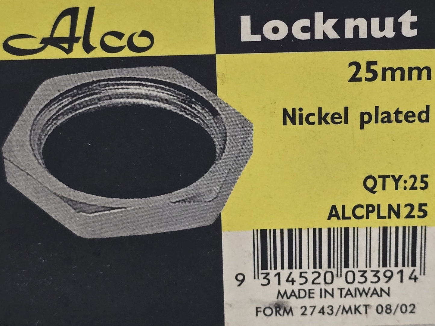 ALCO ALCPLN25 25mm Nickel Plated Locknut [Pack of 25] (NEW In Box)