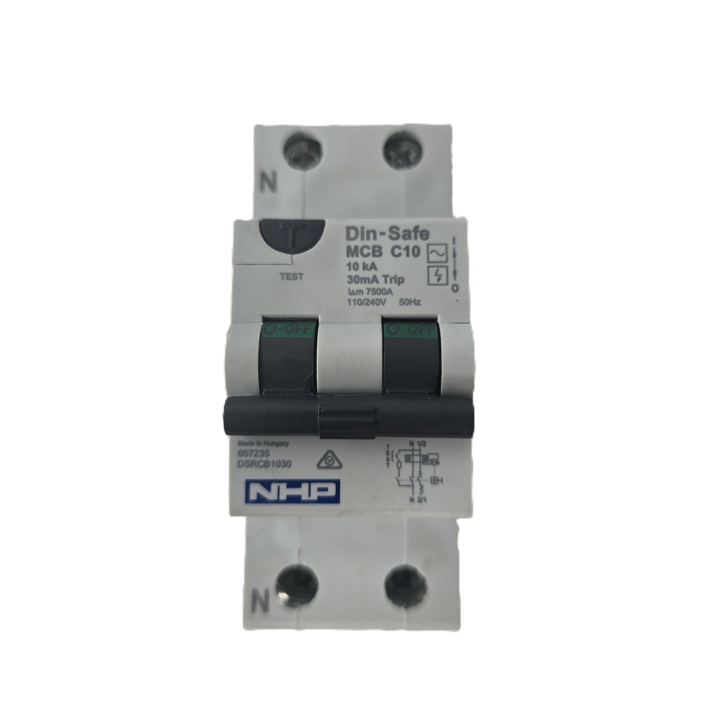 NHP-Terasaki DSRCB1030 Din-Safe RCBO 1P+N 10A 30mA 10kA C Curve (Spares Stock)