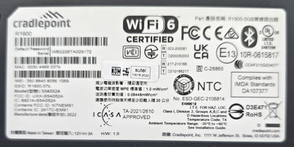 Cradlepoint R1900-5GB WiFi 6 5G Cellular Router MB01-19005GB-GA (New Opened)