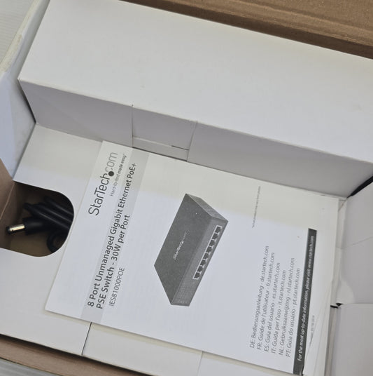 Startech.com IES81000POE 8 Port Unmanaged Gigabit PoE+ Switch 30W (NEW In Box)