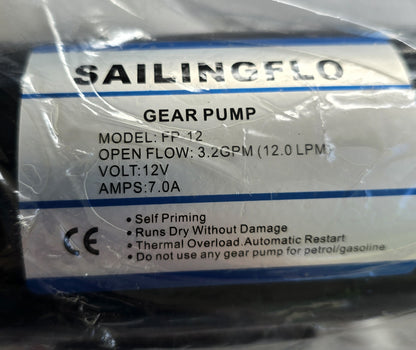 Sailingflo FP-12 12V Gear Pump 3.2GPM Marine Transfer Pump (NEW)