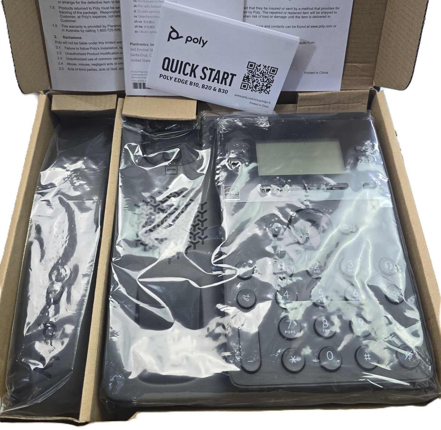 Polycom 2200-49825-025 Poly Edge B30 IP Phone 4 Line VoIP PoE Black (NEW In Box)