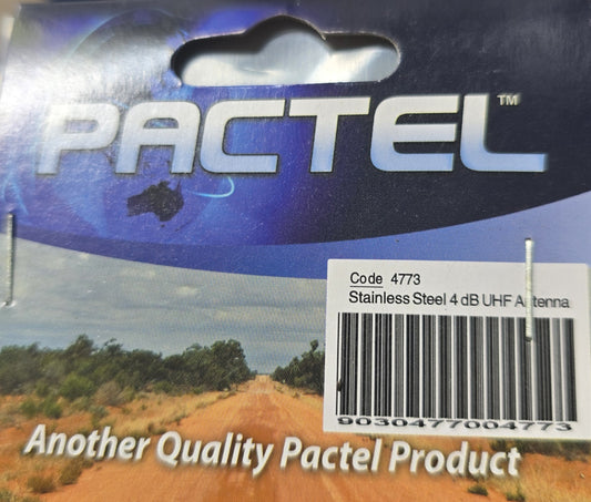 Pactel 4773 4dB UHF Stainless Steel Antenna - Silver (NEW Sealed)