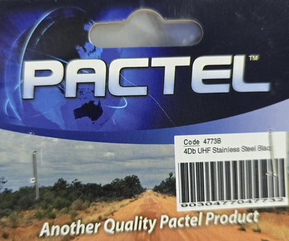 Pactel 4773B 4dB UHF Stainless Steel Antenna - Black (NEW Sealed)