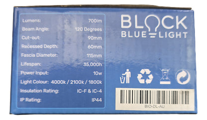 Block-Blue-Light BIO-DL-AU LED Downlight 10W Full Spectrum BIO Light (NEW)