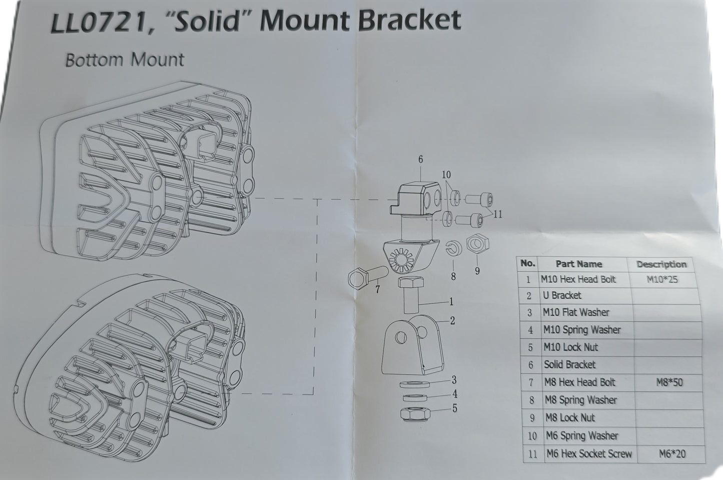 Larsen-Lights LL0721 Solid Mount Bracket LED-760/765 Heavy Duty (NEW)
