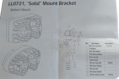 Larsen-Lights LL0721 Solid Mount Bracket LED-760/765 Heavy Duty (NEW)