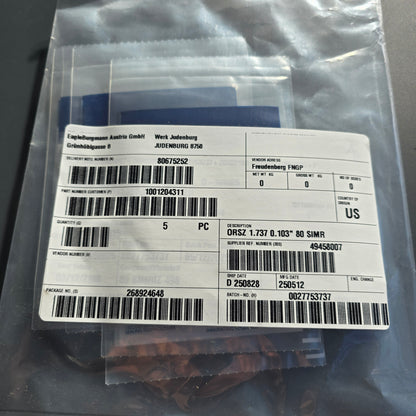 Freudenberg 1001204311 Simriz FFKM O-Ring 1.737" x 0.103" 80 Shore (NEW Sealed)