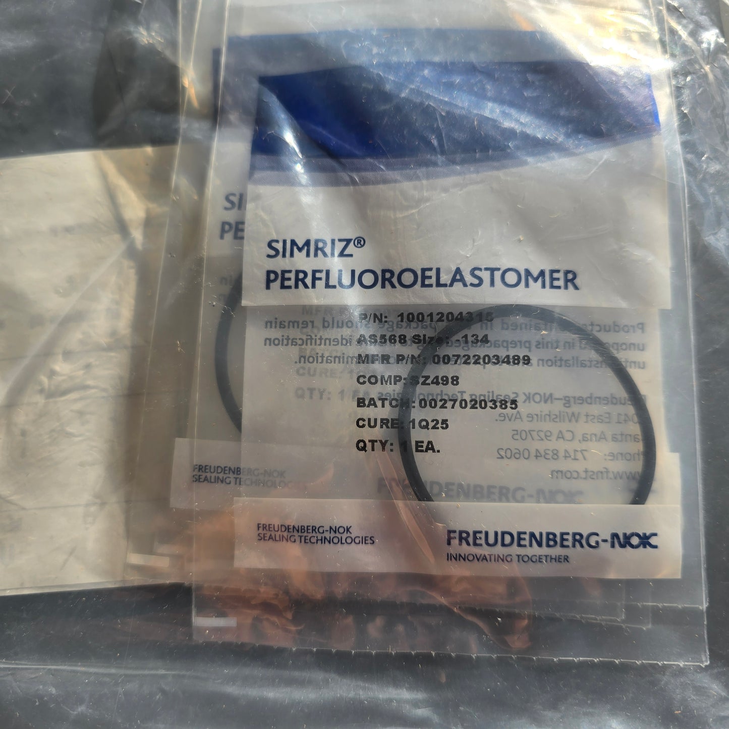 Freudenberg 1001204315 Simriz FFKM O-Ring 1.862" x 0.103" 80 Shore (NEW Sealed)