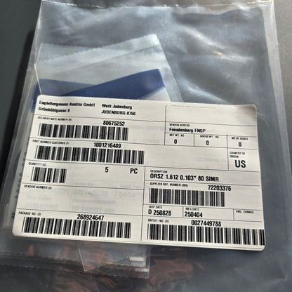 Freudenberg 1001216489 Simriz FFKM O-Ring 1.612" x 0.103" 80 Shore (NEW Sealed)