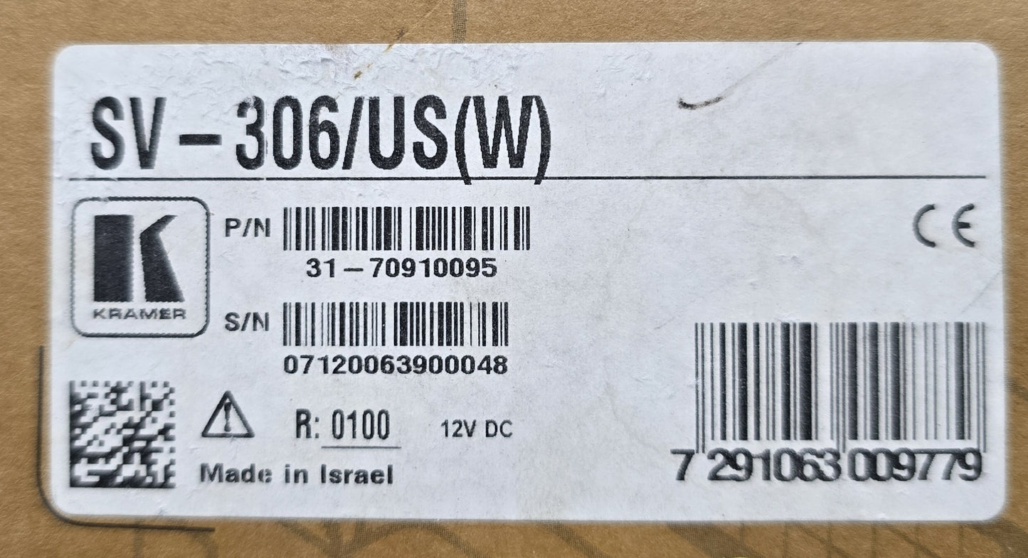 Kramer SV-306/US(W) HDMI Wall Plate Transmitter IR 12V DC (NEW In Box)