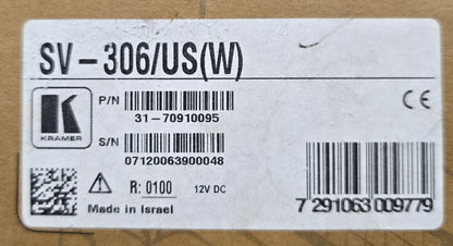 Kramer SV-306/US(W) HDMI Wall Plate Transmitter IR 12V DC (NEW In Box)