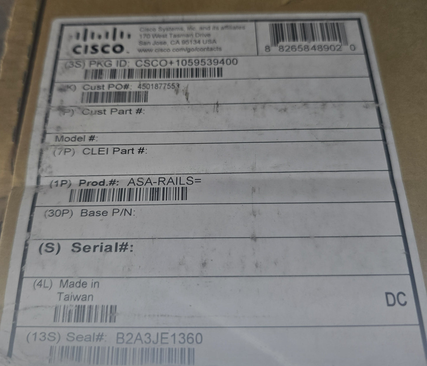 Cisco ASA-RAILS= 69-2296-04 Rack Mount Slide Rail Kit ASA IPS Spare (NEW Sealed)