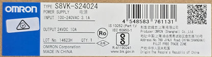 OMRON S8VK-S24024 24VDC 10A 240W DIN Rail Power Supply (NEW Sealed)
