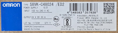 OMRON S8VK-C48024 /ED2 24VDC 20A 480W Power Supply (NEW Sealed)