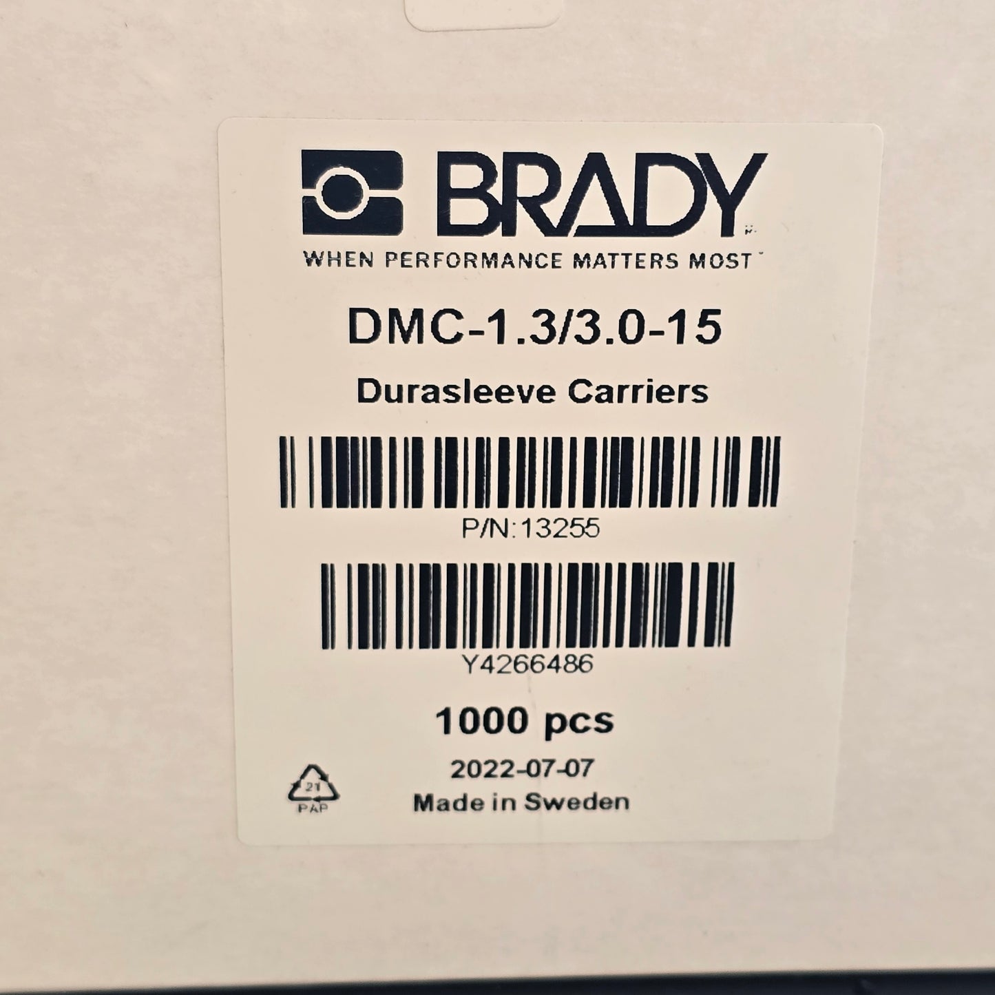 BRADY DMC-1.3/3.0-15 Carriers Wire Marker Sleeve [Box 1000] (NEW Sealed)