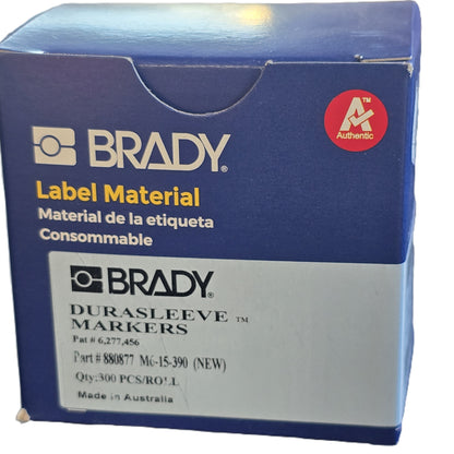 BRADY M6-15-390 Durasleeve Wire Marking Inserts 15x4mm [Box 300] (NEW In Box)