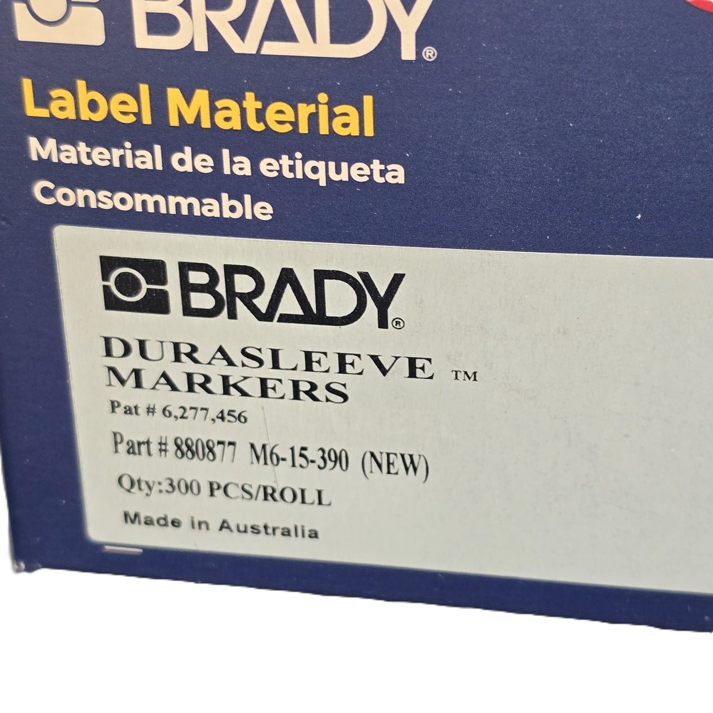 BRADY M6-15-390 Durasleeve Wire Marking Inserts 15x4mm [Box 300] (NEW In Box)