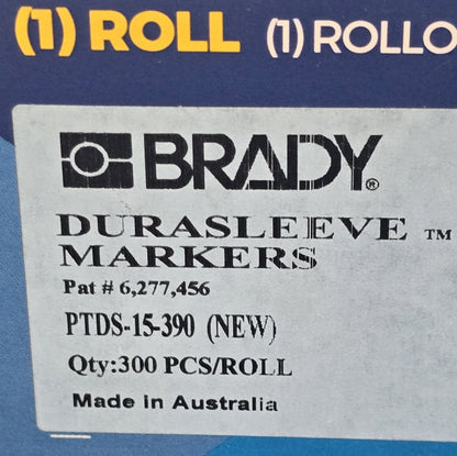 BRADY PTDS-15-390 Durasleeve Wire Markers 15mm Labels [Box 300] (NEW In Box)