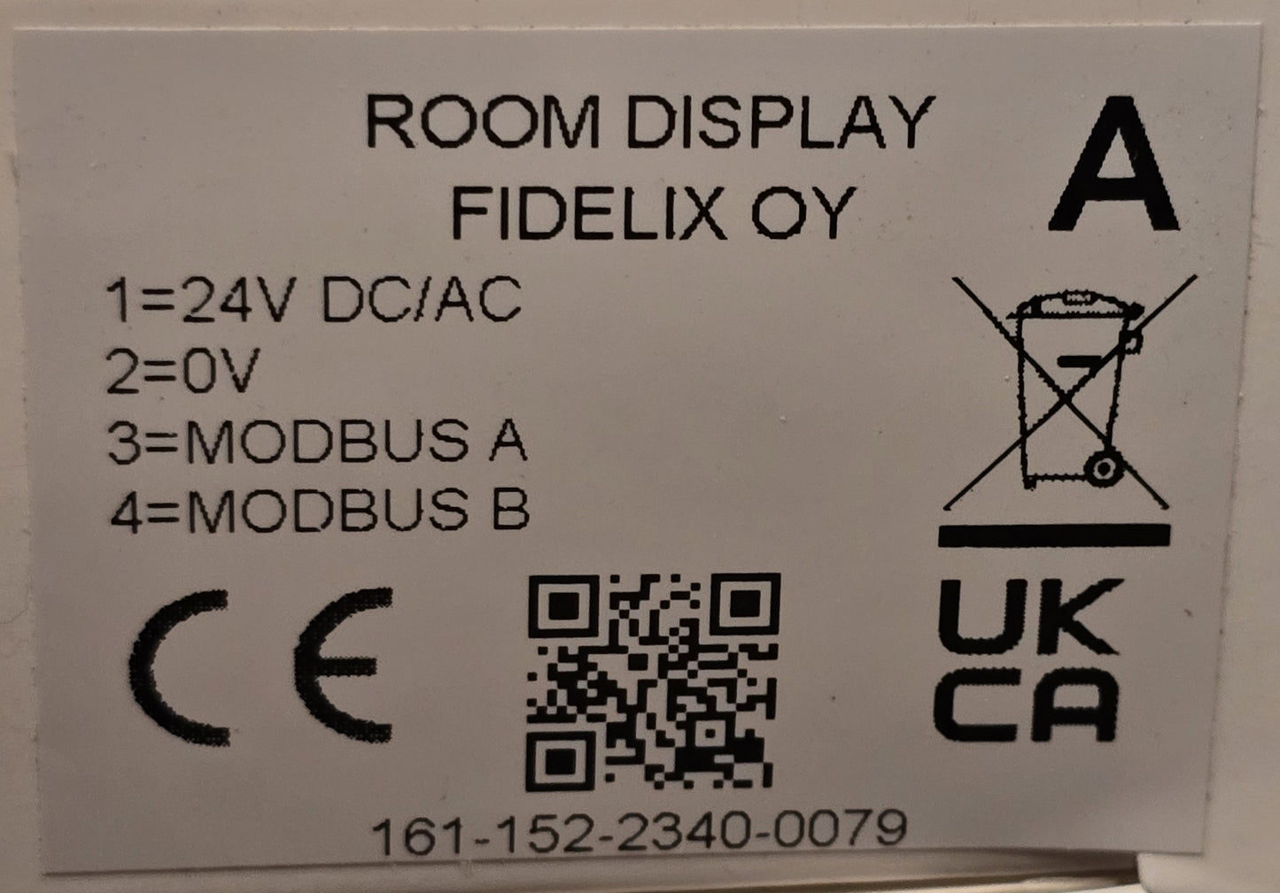 Fidelix FX-RP-C multiDISPLAY 3.5" Touchscreen Modbus Room Panel (USED No Acc)
