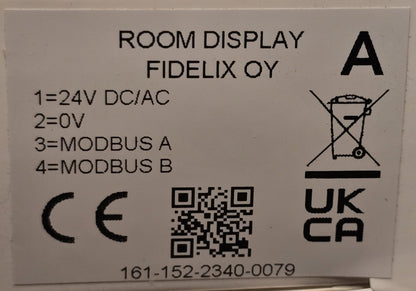 Fidelix FX-RP-C multiDISPLAY 3.5" Touchscreen Modbus Room Panel (USED No Acc)