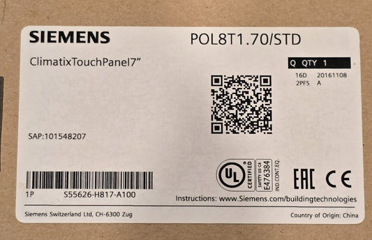 Siemens S55626-H817-A100 POL8T1.70/STD Climatix 7" Touch Panel HMI (New Opened)