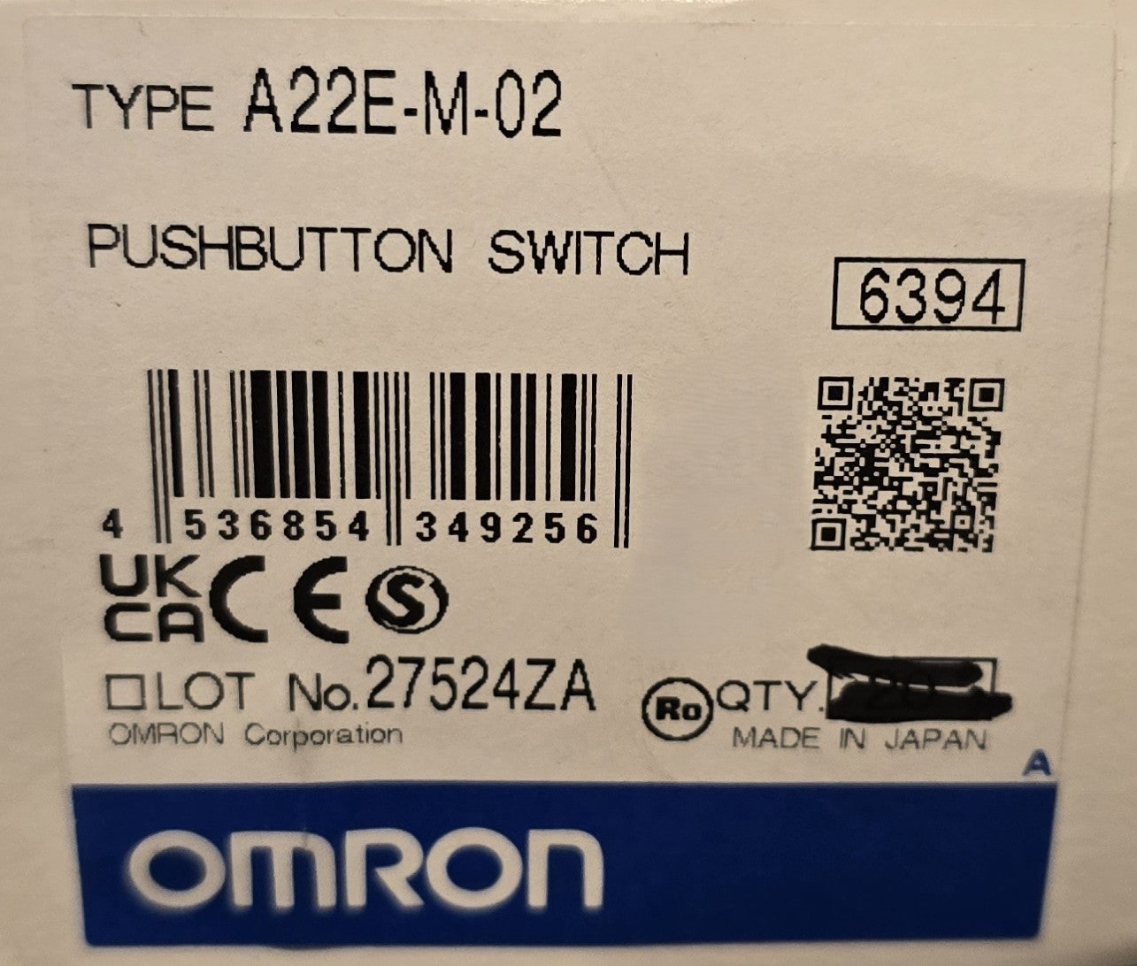 OMRON A22E-M-02 Emergency Stop Pushbutton Switch 2NC 40mm (New Opened)