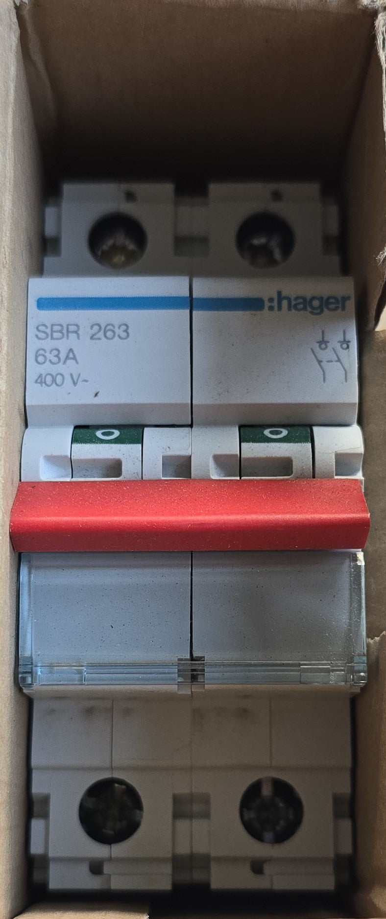 Hager SBR263 2P 63A 400V Modular Switch Disconnector Isolator (Spares Stock)