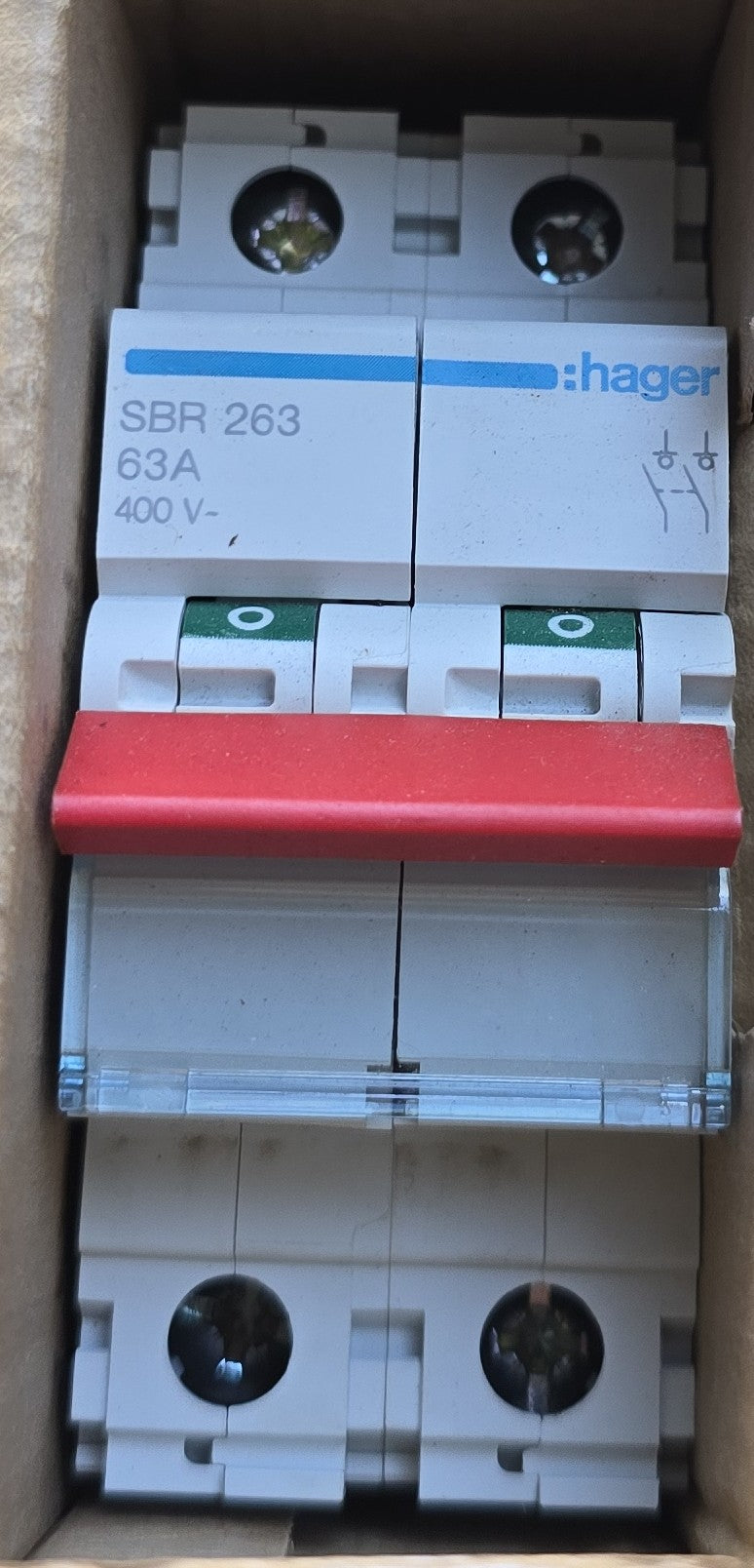 Hager SBR263 2P 63A 400V Modular Switch Disconnector Isolator (Spares Stock)