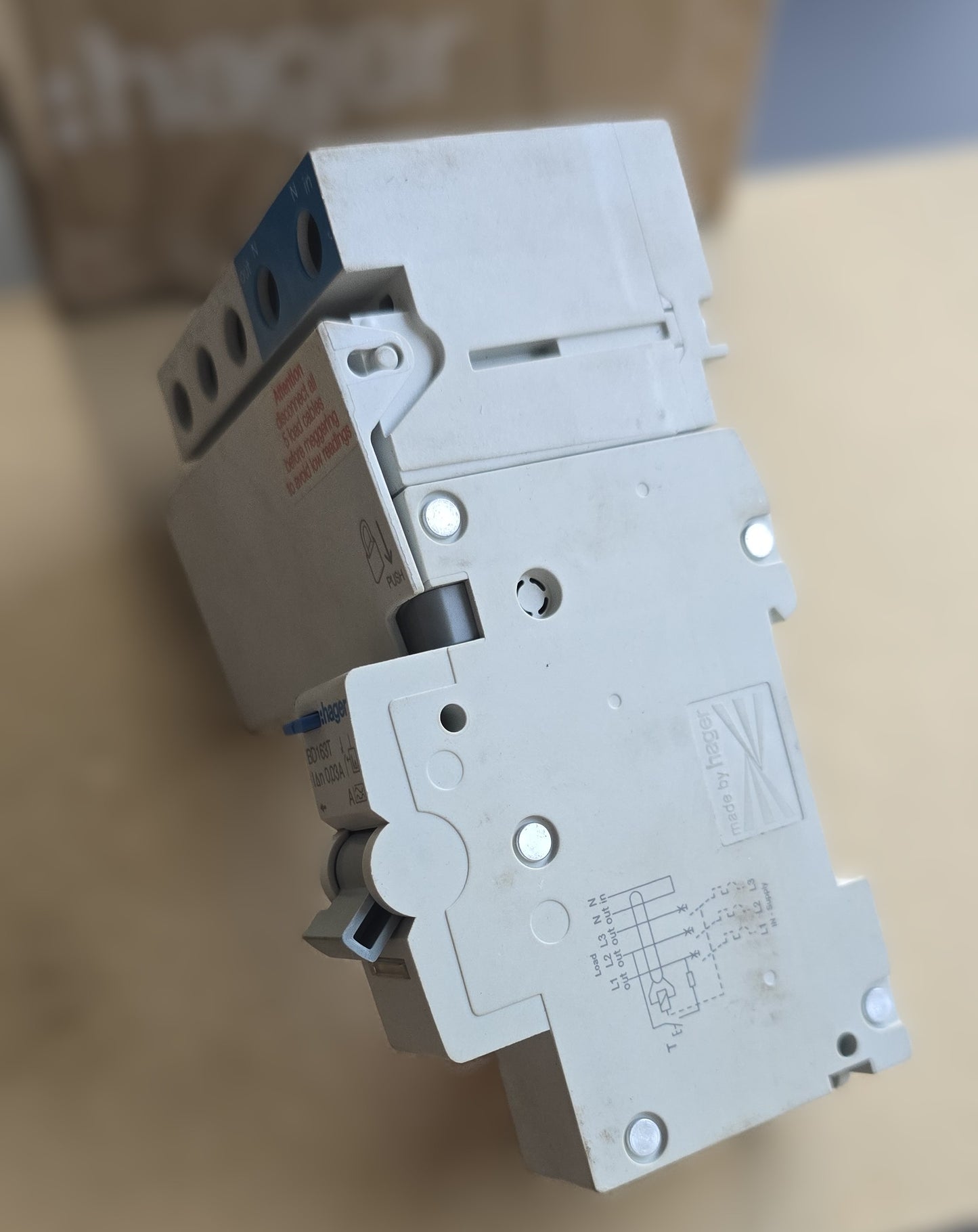 Hager BD163T RCD Add-On Block 3P 63A 30mA Type A 1 Module (Spares Stock)