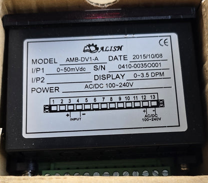 ALISH AMB-DV1-A Digital Panel Meter 0-50mVDC Input AC/DC 100-240V (NEW In Box)