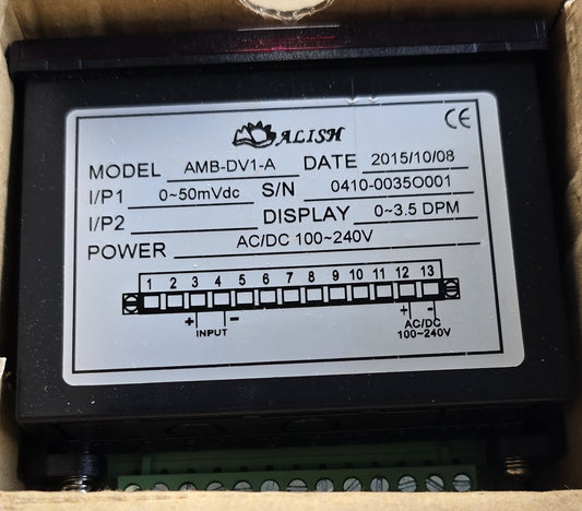 ALISH AMB-DV1-A Digital Panel Meter 0-50mVDC Input AC/DC 100-240V (NEW In Box)