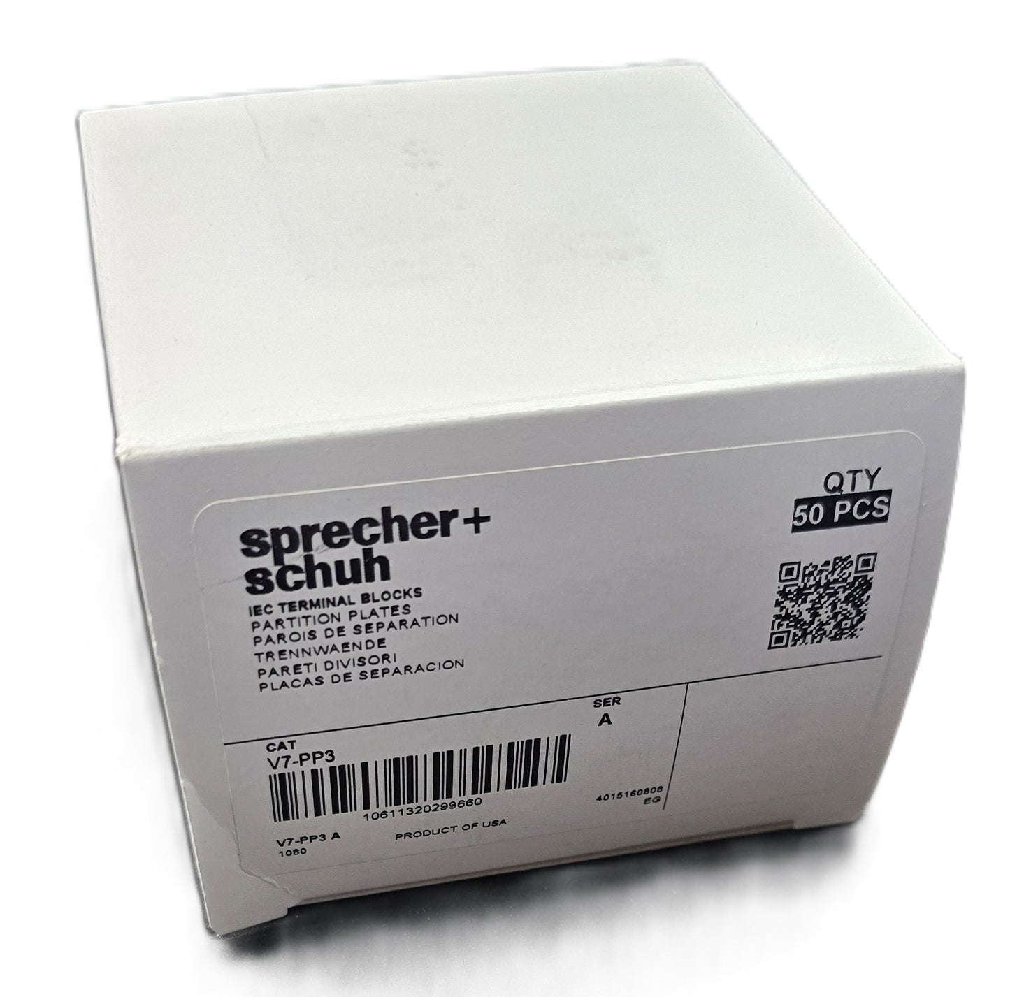 Sprecher+Schuh V7-PP3 Partition Plate V7 Terminal Blocks [Box 50] (NEW In Box)