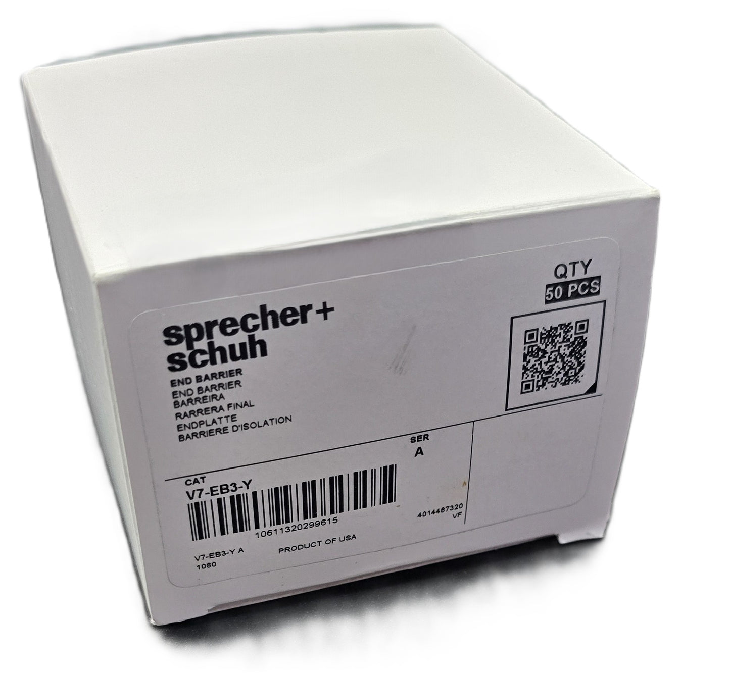 Sprecher+Schuh V7-EB3-Y End Barrier Plate Yellow [Box 50] (NEW In Box)