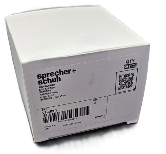 Sprecher+Schuh V7-EB3-Y End Barrier Plate Yellow [Box 50] (NEW In Box)