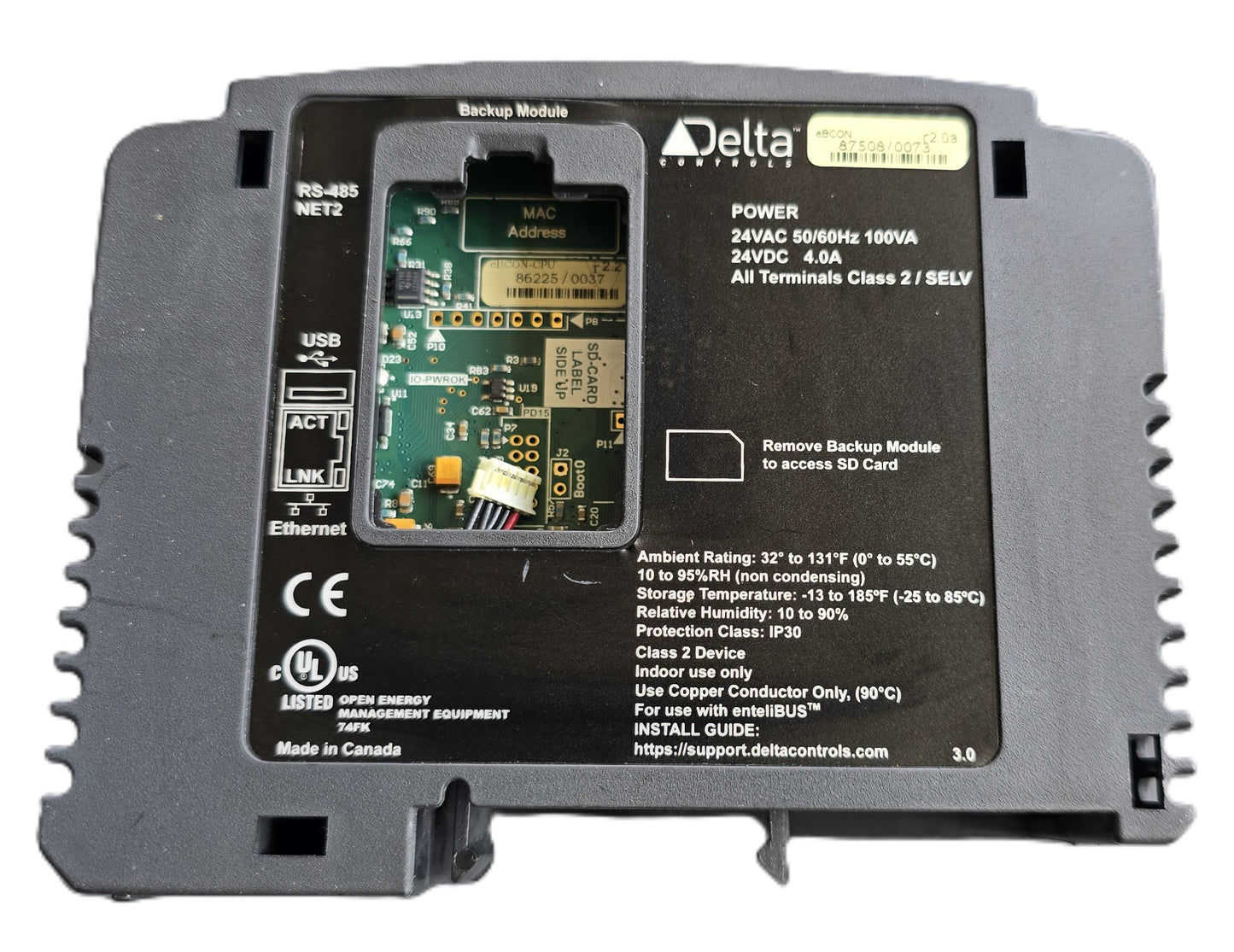 Delta-Controls eBCON BACnet/IP Building Controller Ethernet USB (Pre-owned)