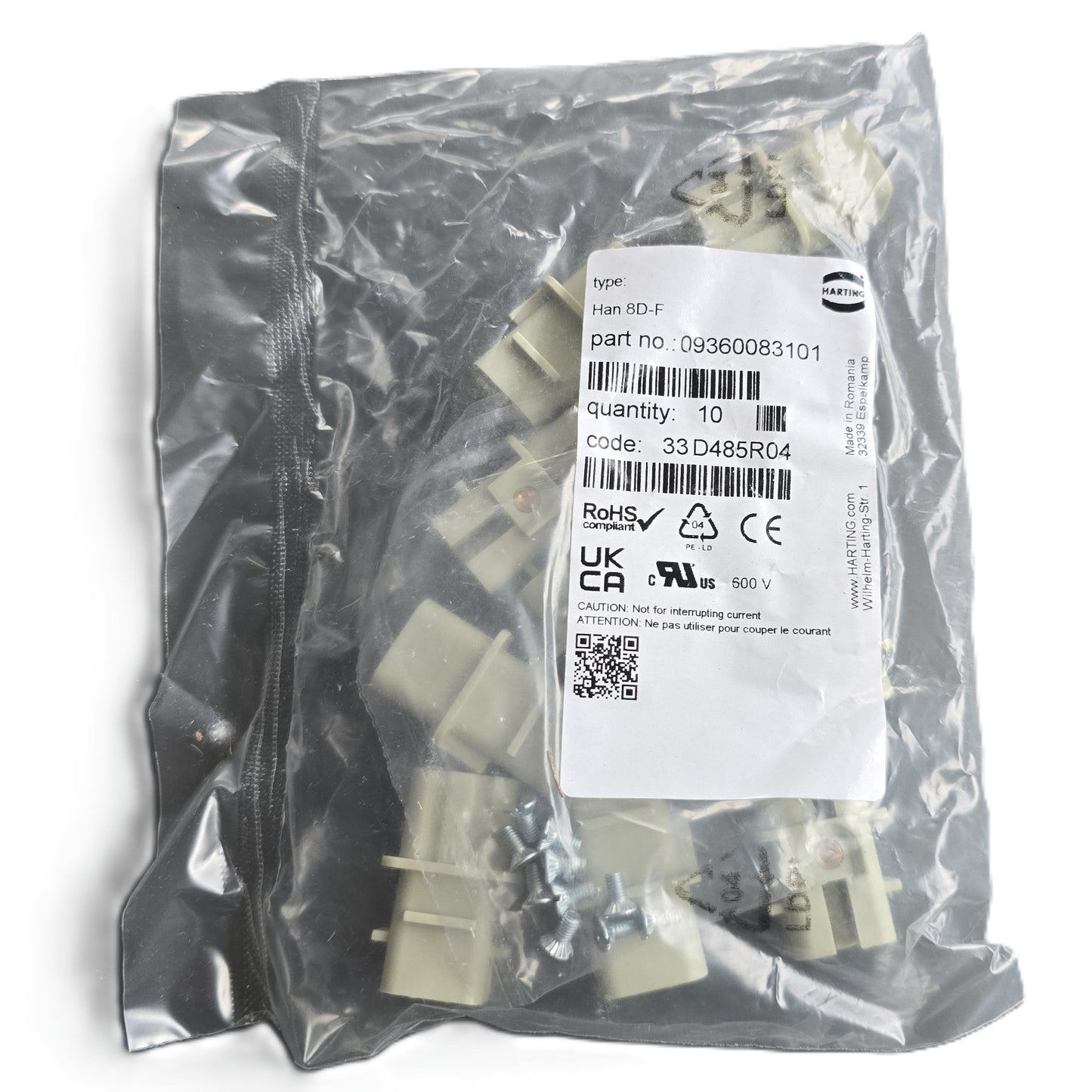 Harting 09360083101 [Pack 10] Han 8D Female Crimp 8 Pole Connector (NEW Sealed)