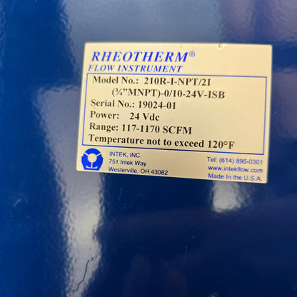 INTEK-Rheotherm 210R-I-NPT/21 Thermal Mass Flow Meter 117-1170 SCFM (Refurb)