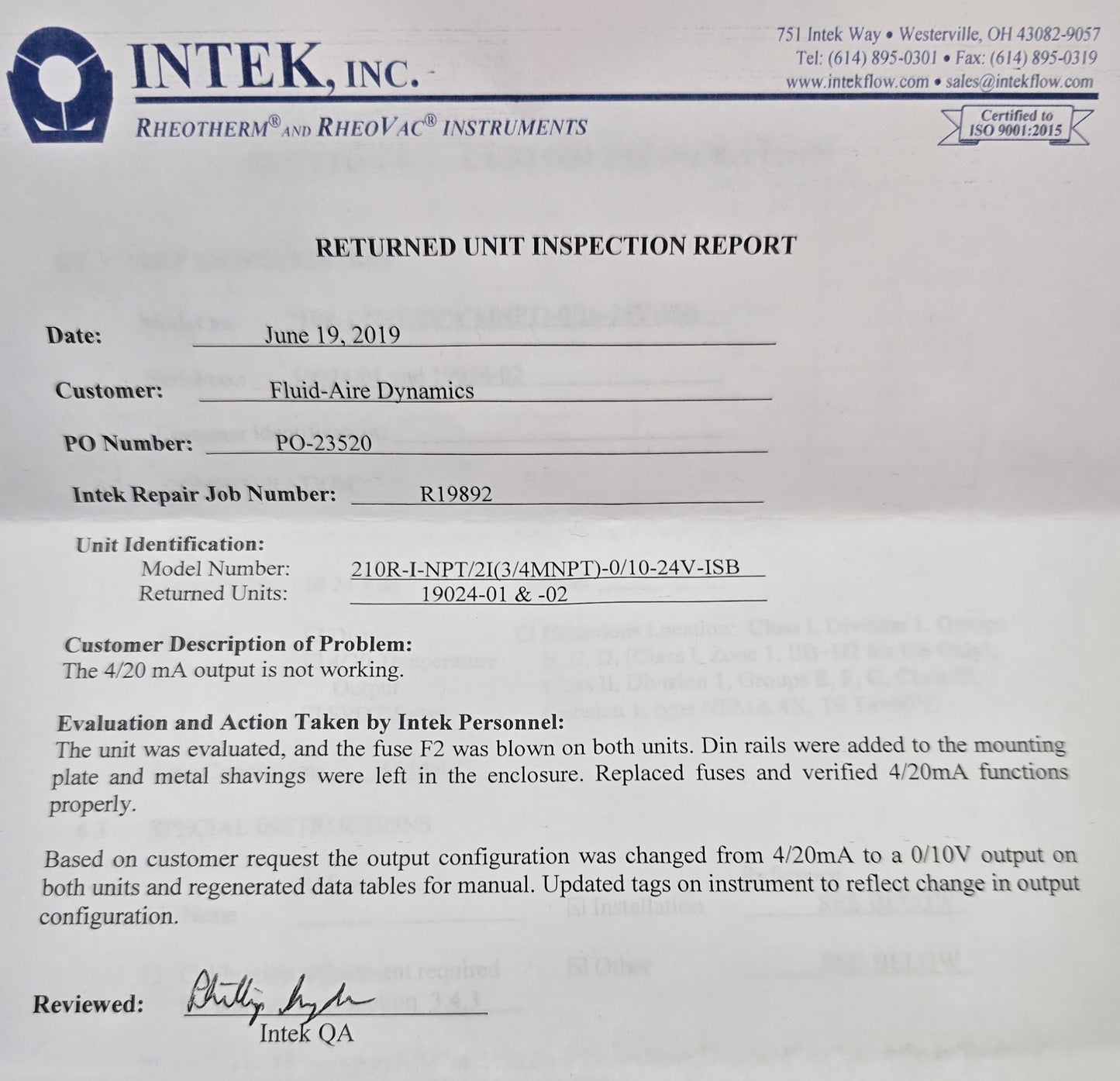 INTEK-Rheotherm 210R-I-NPT/21 Thermal Mass Flow Meter 117-1170 SCFM (Refurb)